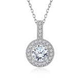 1 Carat Lab Diamond Milgrain Halo Pendant Necklace
