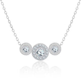 Lab Diamond Round Cut Trio Halo Necklace