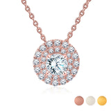 Lab Diamond 1 Carat Round Cut Double Halo Pendant Necklace