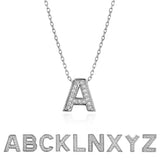 Lab Diamond Initial “A” Letter Necklaces - Elegant Alphabet Pendant Necklace Gift - 18K White Gold Plating Jewelry for Women