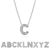Lab Diamond Initial “C” Letter Necklaces - Elegant Alphabet Pendant Necklace Gift - 18K White Gold Plating Jewelry for Women