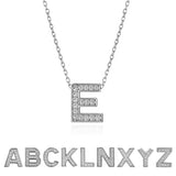Lab Diamond Initial “E” Letter Necklaces - Elegant Alphabet Pendant Necklace Gift - 18K White Gold Plating Jewelry for Women