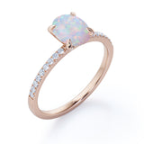 Solitaire 1.5 Ct Oval Cut Lab Created Opal Engagement Ring