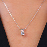 Enchanting 0.25 Carat Oval Shaped Certified Lab Diamond Pendant Necklace In 18K White Gold Plating Over Silver