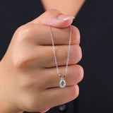 Enchanting 0.25 Carat Oval Shaped Certified Lab Diamond Pendant Necklace In 18K White Gold Plating Over Silver