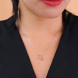 Delicate Single Stone 1 Carat Oval Certified Moissanite Solitaire Pendant Necklace in White Gold