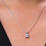 Lovely 0.25 Carat Cushion Cut Certified Lab Diamond Pendant Necklace In 18K White Gold Plating Over Silver