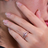 Vintage 1.25 ct Pear Morganite Trio Wedding Ring Set