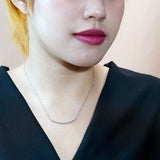 Curved Bar Round-Shaped Moissanite Pendant Necklace in 18K White Gold over Silver