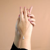 Elegant Grey Akoya Pearl and Princess Cut Diamond with Prongs Pendant Necklace in 18K White Gold over Silver