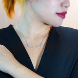 Curved Bar Round-Shaped Moissanite Pendant Necklace in 18K White Gold over Silver