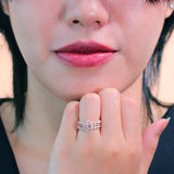 Vintage 1.25 ct Pear Morganite Trio Wedding Ring Set