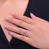 Vintage 1.25 ct Pear Morganite Trio Wedding Ring Set