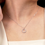 Diamond Accent Pendant - Classic Diamond Circle Necklace in 18K White Gold Over Silver - Jewelry Gift for Women