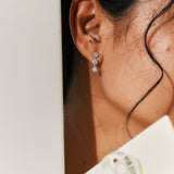 1 Carat Lab Grown Diamond Bezel Drop Earrings - Classic Round Cut Three Stones Dangle Earrings in 18K White Gold Plating for Women