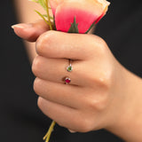 Free Size 2-stone Custom Birthstone Bezel open ring for women in 18k white gold over silver