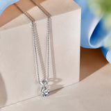 Captivating 1 Carat Teardrop Moissanite Pendant Necklace in 18K White Gold Plating over Silver