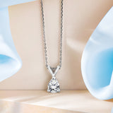 Captivating 1 Carat Teardrop Moissanite Pendant Necklace in 18K White Gold Plating over Silver