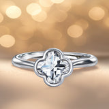 1 Carat Four-Leaf Flower Cut Moissanite Engagement Ring - 18K White Gold Plating for Women
