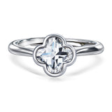 1 Carat Four-Leaf Flower Cut Moissanite Engagement Ring - 18K White Gold Plating for Women