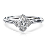 2.7 Carat Flower Inspired Moissanite Engagement Ring - 18K White Gold Plating Promise Ring for Women