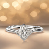 2.7 Carat Flower Inspired Moissanite Engagement Ring - 18K White Gold Plating Promise Ring for Women