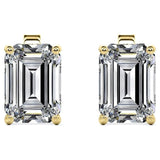 Minimalist 2 Carat Emerald Cut Moissanite Solitaire Stud Earrings In 18K Rose Gold Plating Over Silver