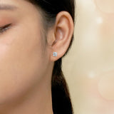 1 Carat Cushion Cut Moissanite Solitaire Stud Earrings In 18K Rose Gold Plating Over Silver