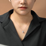 Classic 1.5 Carat Heart Shaped Halo Pendant Necklace for Women in Sterling Silver- Daily Wear Jewelry - Gift for Her