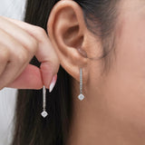 1 Carat Round Brilliant Cut Certified Lab Diamond and Moissanite - 4 Prong Pave Set Huggie Hoop Earrings - 18K Rose Gold Plating over Silver