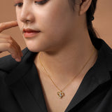 Round Cut Two-Tone Interlocking Hearts Pendant Necklace in Sterling Silver - Everyday Luxury Jewelry