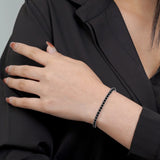 5.5 TCW Princess Cut Black Cubic Zirconia Tennis Bracelet for Women Eternity Design - White Gold Plating, Birthday, Anniversary, Valentine's Day Gift