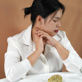 0.20 Carat Ovate Certified Lab Diamond - 4 Prong Solitaire Stud Earrings - 18K White Gold Plating Over Silver