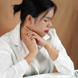 0.20 Carat Emerald Cut Certified Lab Diamond - Minimalist Solitaire Stud Earrings - 18K White Gold Plating Over Silver