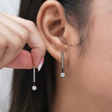 1 Carat Round Brilliant Cut Certified Lab Diamond and Moissanite - 4 Prong Pave Set Huggie Hoop Earrings - 18K Rose Gold Plating over Silver