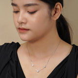 Three Stones Bezel Set Station Necklace in Silver - Elegant Fashion Necklace