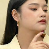 2 Carat Emerald Cut - Pink Tourmaline - October Birthstone Bezel Huggie Hoop Earrings - 18K Yellow Gold Plating