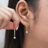 1 Carat Round Brilliant Cut Certified Lab Diamond and Moissanite - 4 Prong Pave Set Huggie Hoop Earrings - 18K Rose Gold Plating over Silver