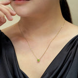 Beautiful 1 Carat Round Cut - Peridot - August Birthstone Solitaire Pendant Necklace in 18k White Gold over Silver, Female, Adult
