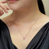 Beautiful 1 Carat Round Cut - Pink Tourmaline - October Birthstone Solitaire Pendant Necklace in 18k White Gold over Silver, Female, Adult