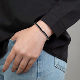 Huge 11 Carat Princess Cut Black Cubic Zirconia Tennis Bracelet for Women Eternity Design - White Gold Plating, Birthday, Anniversary, Valentine's Day Gift