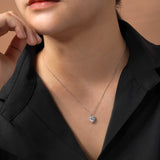 Classic 1.5 Carat Heart Shaped Halo Pendant Necklace for Women in Sterling Silver- Daily Wear Jewelry - Gift for Her