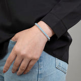 Huge 11 Carat Princess Cut March - Aquamarine - Birthstone Tennis Bracelet for Women Eternity Design - White Gold Plating, Birthday, Anniversary, Valentine's Day Gift