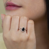 1.75 ct Pear Lab Black Diamond Infinity Engagement Ring