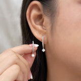 1 Carat Round Brilliant Cut Certified Lab Diamond and Moissanite - 4 Prong Pave Set Huggie Hoop Earrings - 18K Rose Gold Plating over Silver