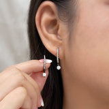 1 Carat Round Brilliant Cut Certified Lab Diamond and Moissanite - 4 Prong Pave Set Huggie Hoop Earrings - 18K Rose Gold Plating over Silver