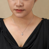Elegant 1 Carat Pear Shaped Halo Pendant Necklace in Sterling Silver - Everyday Luxury Jewelry