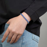 Huge 11 Carat Princess Cut September - Blue Sapphire - Birthstone Tennis Bracelet for Women Eternity Design - White Gold Plating, Birthday, Anniversary, Valentine's Day Gift