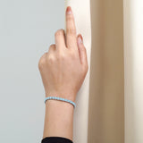Huge 11 Carat Princess Cut March - Aquamarine - Birthstone Tennis Bracelet for Women Eternity Design - White Gold Plating, Birthday, Anniversary, Valentine's Day Gift