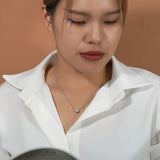 Classic 1 Carat Round Cut Moissanite Prong Setting Solitaire Slide Pendant Necklace in 18K White Gold over Silver